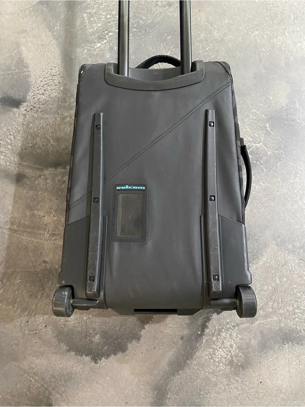 Volcom Black Carry-on Suitcase With a Geometric Grint and Electric Blue 22”x14”